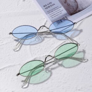 2pairs Oval Metal Frame Fashion Glasses