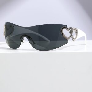 Heart Decor One-Piece Lens Fashion Glasses